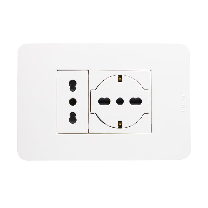 Toma Simple 10/16A + Schuko Universal Flat Blanco Armado MatixGO