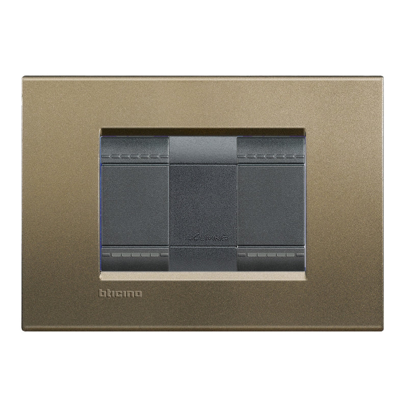 Interruptor Doble 9/24 16A Armado con Placa Square  Antracita Living Light
