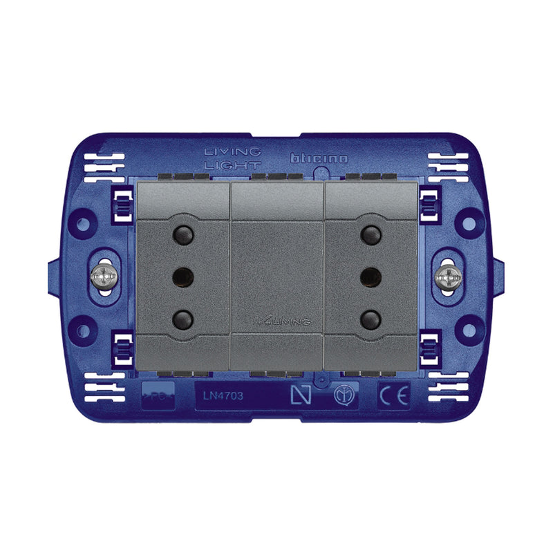 Toma Doble 2P+T 10A 250V  Antracita Living Light Semi Armada