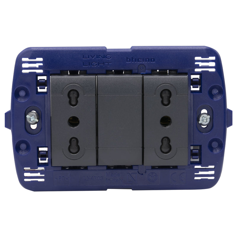 Toma doble semi armado 10/16A LivingLight - color atrasita - SL4180X2E