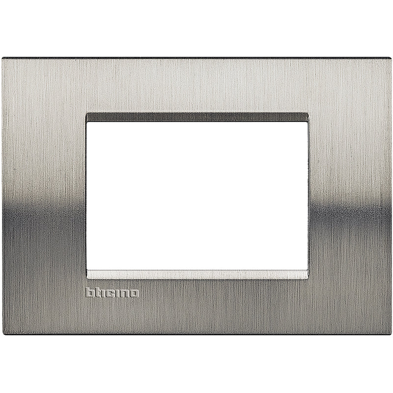 Placa LivingLight 3 módulos - color acero cepillado - SLNA4803ACS
