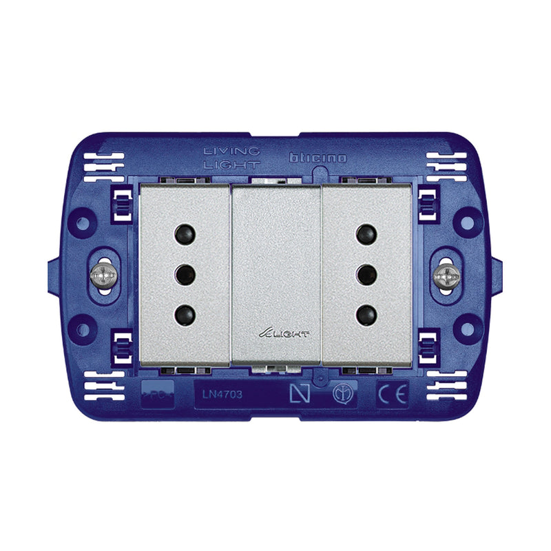 Toma Doble 2P+T 10A 250V  Tech  Living Light Semi Armada